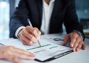 People go over paperwork