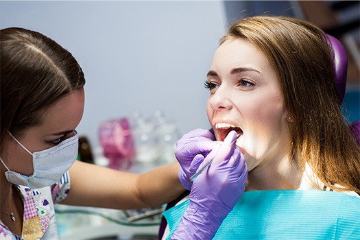 Patient in Bellville getting their teeth cleaned