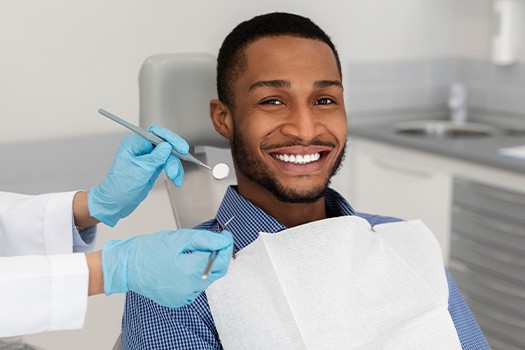 Patient in Bellville smiling after cosmetic dentistry
