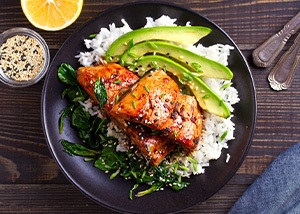 Healthy meal viewed from above