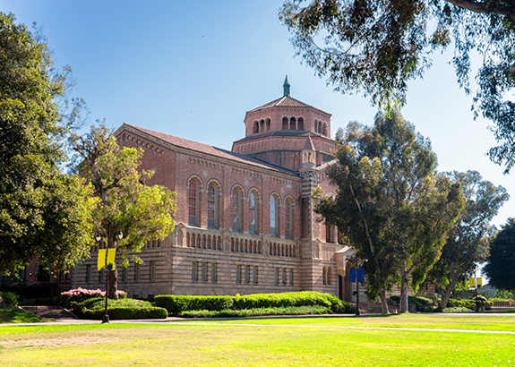 Courtyard in front of red brick university building